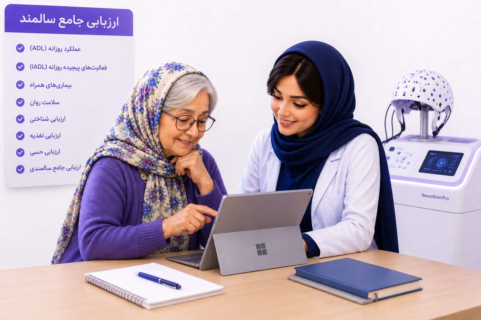 سالمند در محیط آرام برای ارزیابی جامع سالمندی