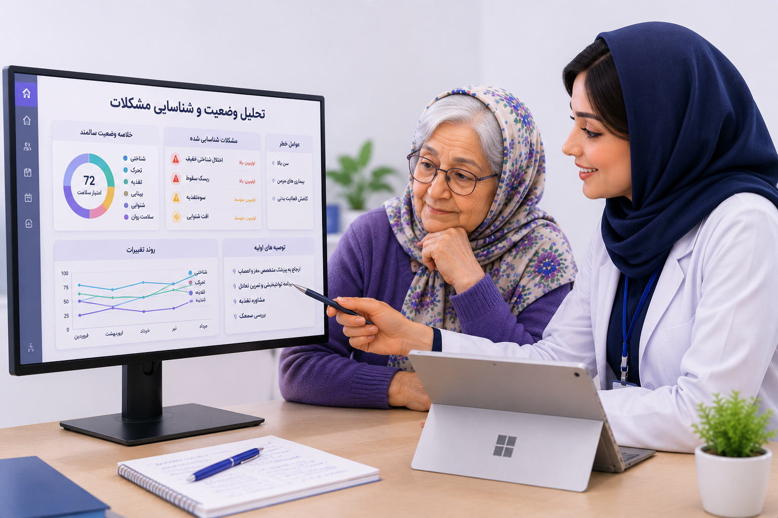 گزارش تحلیلی و نمودار وضعیت سلامت سالمند